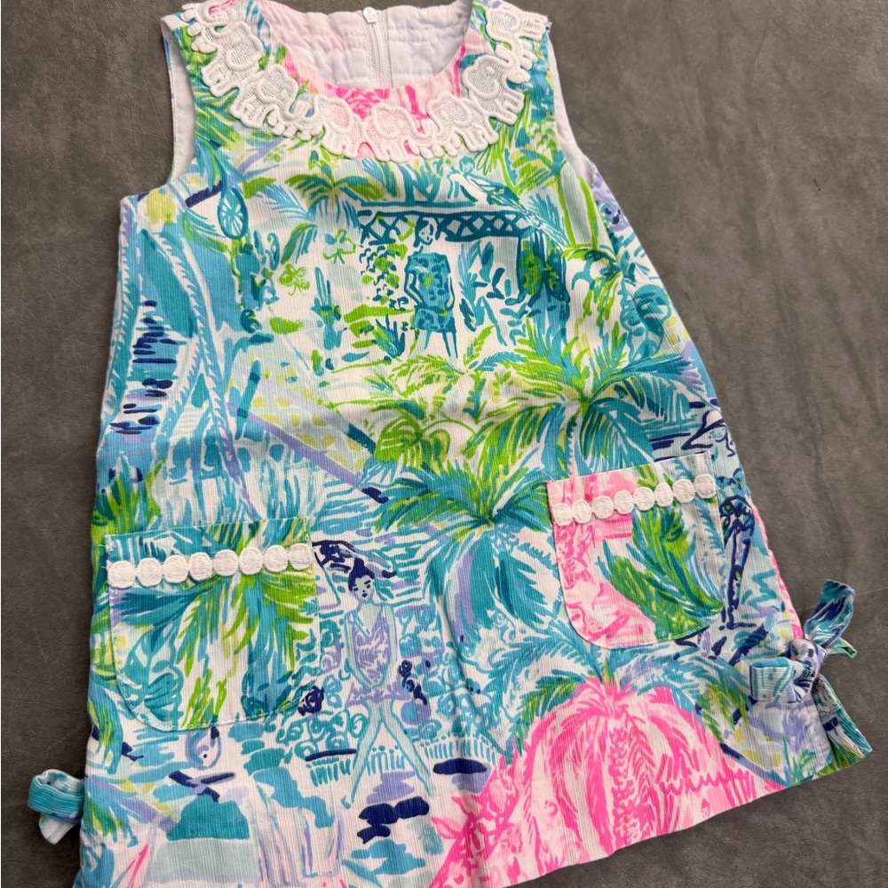 Lilly Pulitzer Pink and Blue Dress with Lace Detail